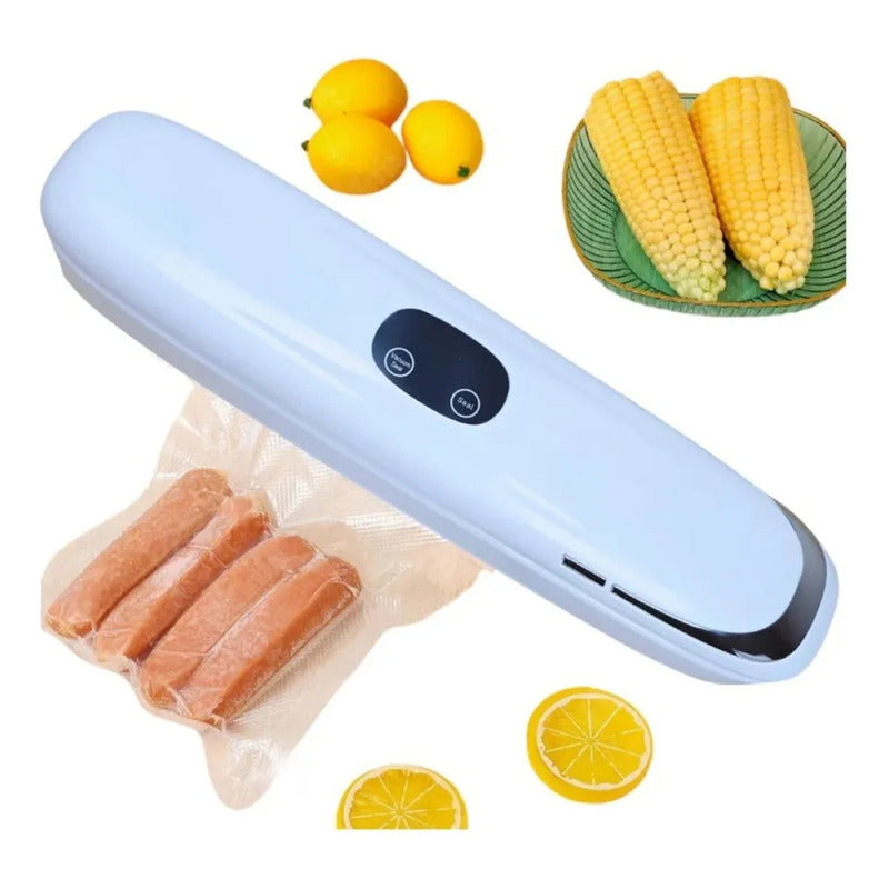 Sellador De Alimentos Al Vacio Selladora + 300 Bolsas Blanco