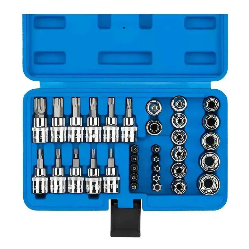 Set De Dados 34 Piezas 3/8 Estrella Torx Macho Hembra
