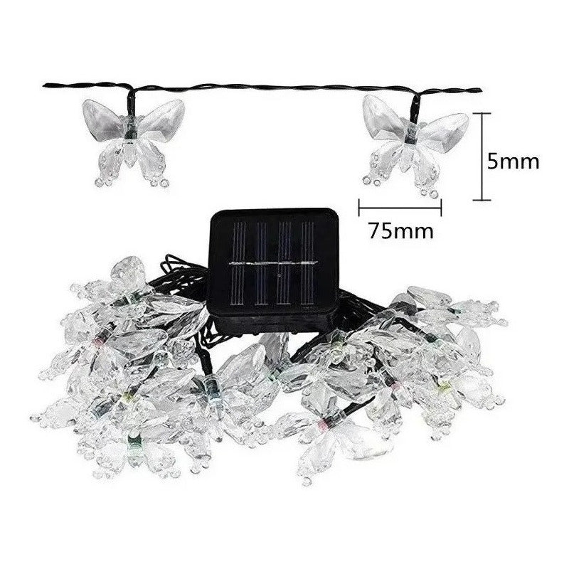 Guirnalda Mariposa Solar Led Boda 5 Mts Exterior E Interior Multicolor