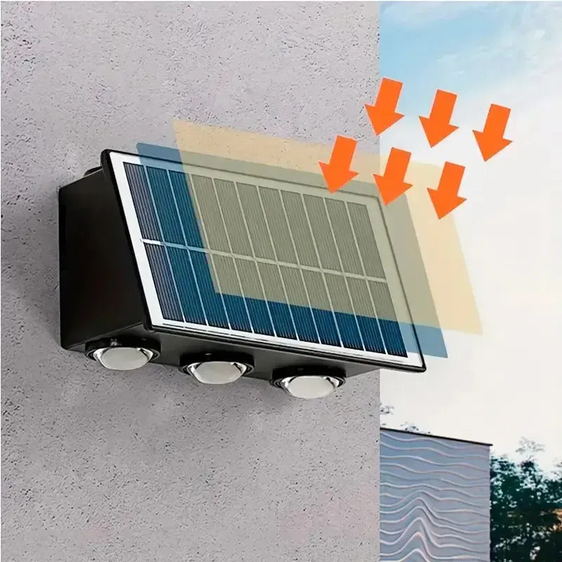Aplique Solar Para Muro Diseño Moderno Luz Cálida Exterior Negro