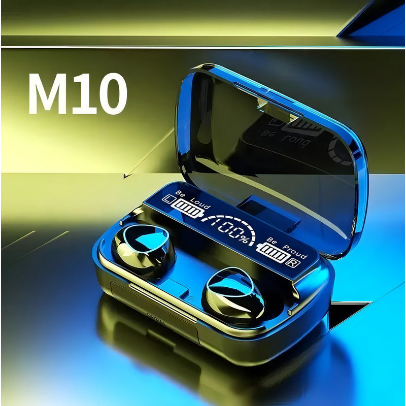 Audífonos Inalámbricos Bluetooth V5.1 M10 Powerbank 2000 Color Negro