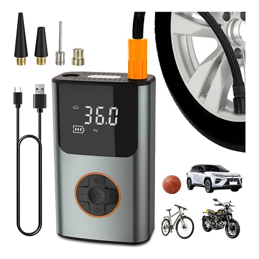 Inflador Compresor De Aire Portátil Digital 2000mah 90w Gris 60 Monofásica