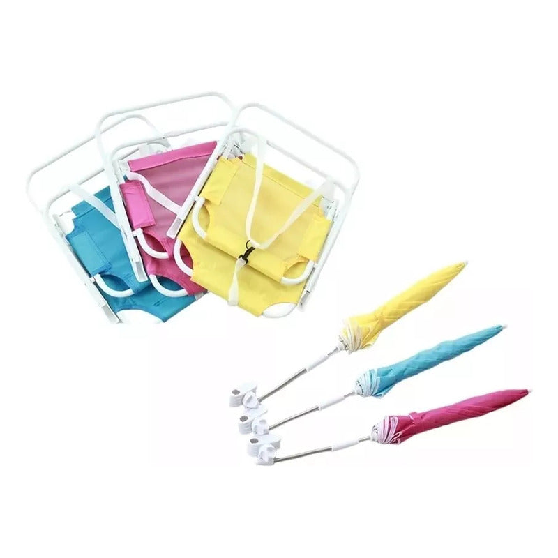 Silla Plegable Camping Animales Niños, Con Sombrilla