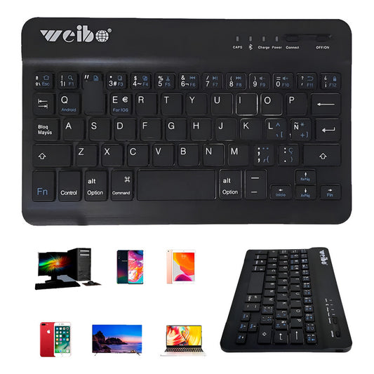 Mini Teclado Slim Inalámbrico Bluetooth Telefono Tablet Pc Negro