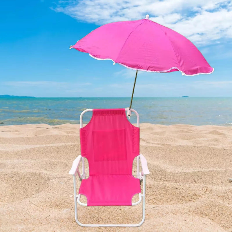 Silla Plegable Camping Animales Niños, Con Sombrilla