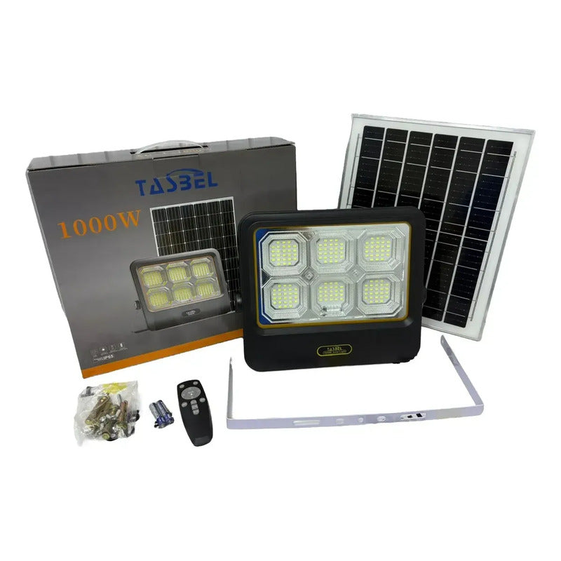 Foco Solar Con Panel Separado 600w + Control Remoto Ip67 Negro Blanco Frío