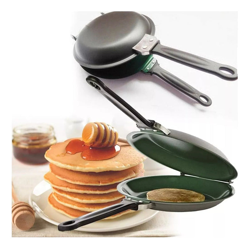 Sartén Doble Cara Antiadherente Tortillero Doble Panqueques Negro