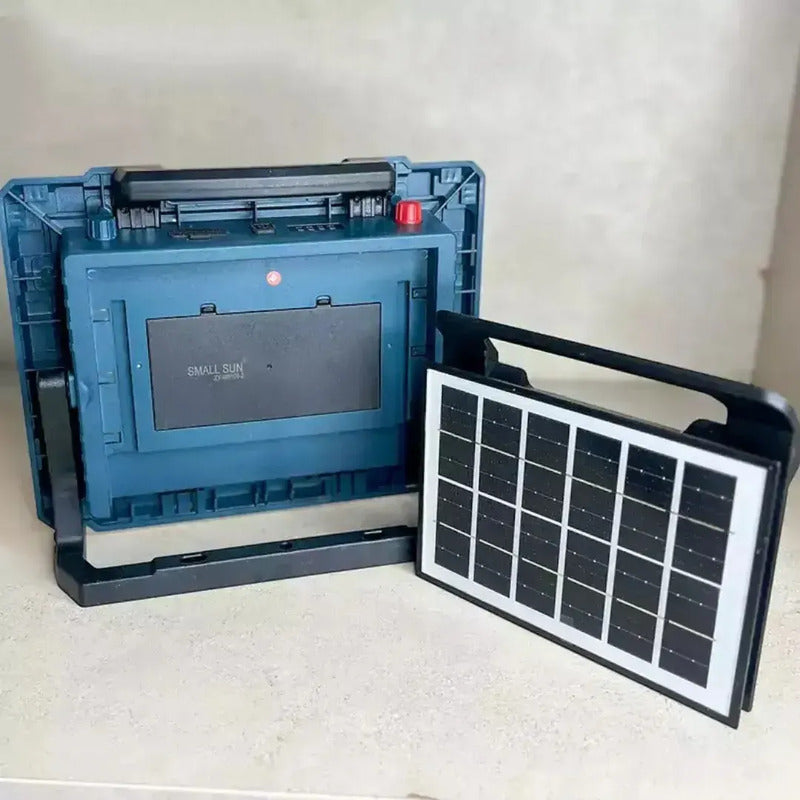 Foco Reflector Led 200w / 400w Recargable Con Panel Solar Negro 400w