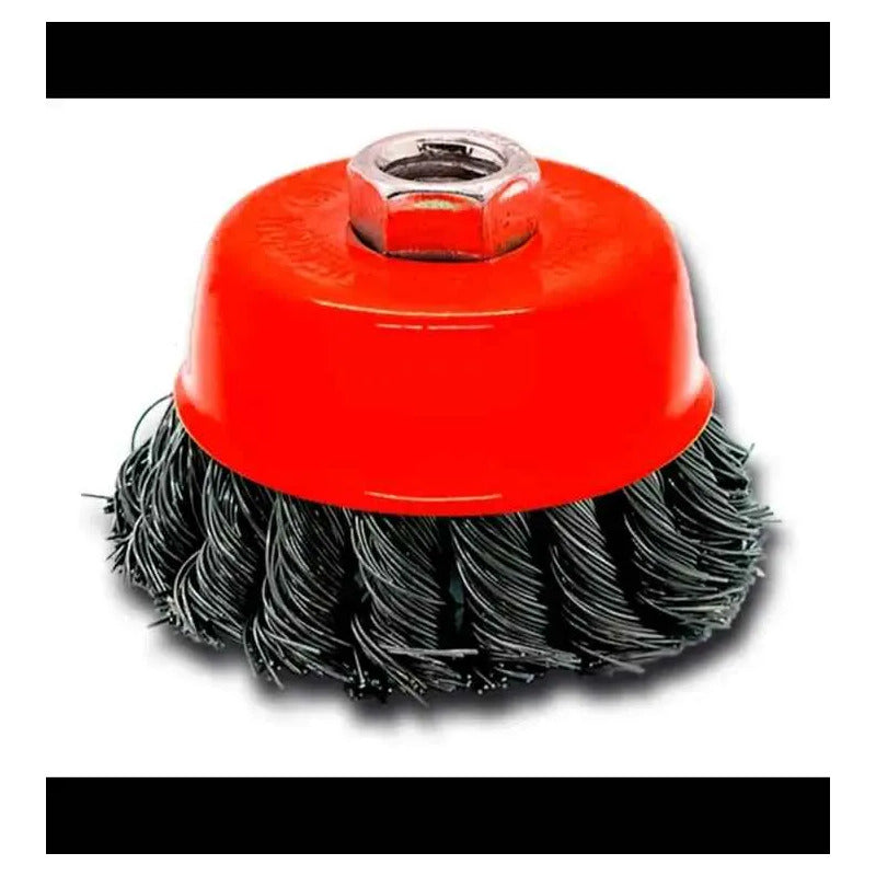 Pack X5 Grata 4puLG Copa Chascón Trenzado 100mm Para Esmeril Amarillo