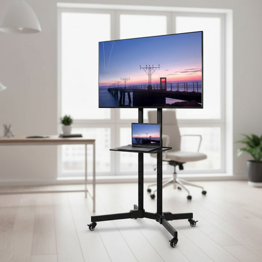 Soporte Tv Base Pedestal Rueda Televisores Movil 32 A 65p D Color Negro