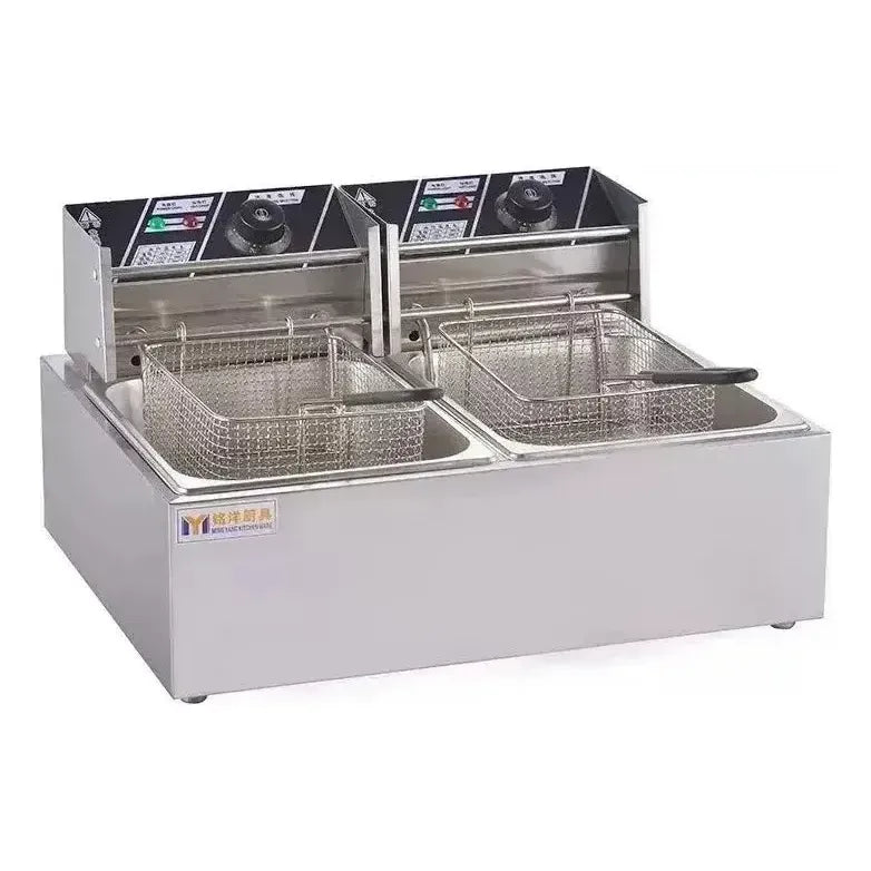 Freidora Doble 12 L Alta Eficiencia Electrica Dos Cestas Plateado 50/60hz