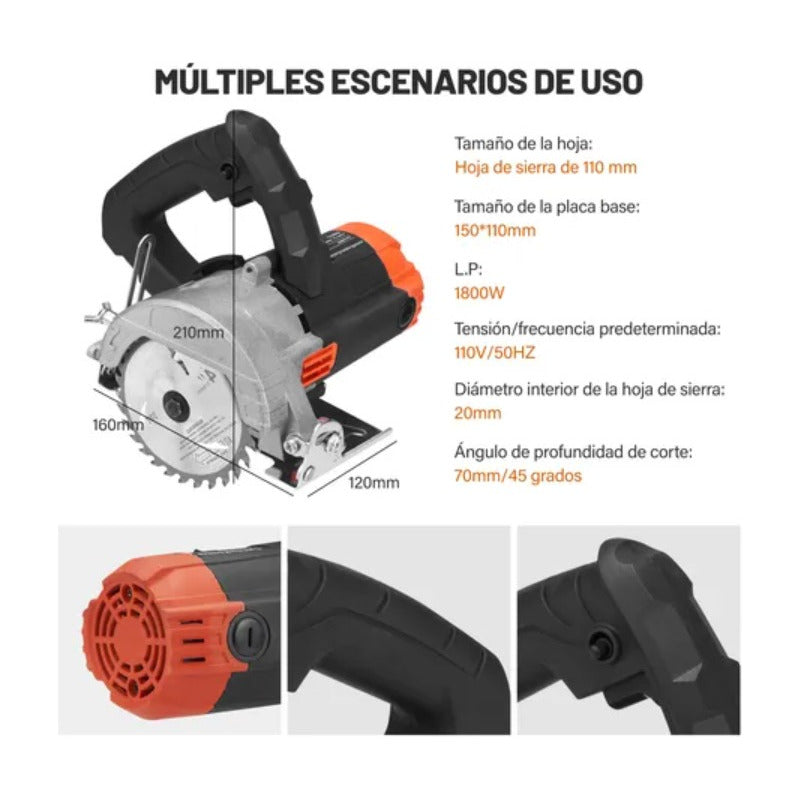 Sierra Circular Marmol Madera Concreto Cortadora De Mano Naranja 50