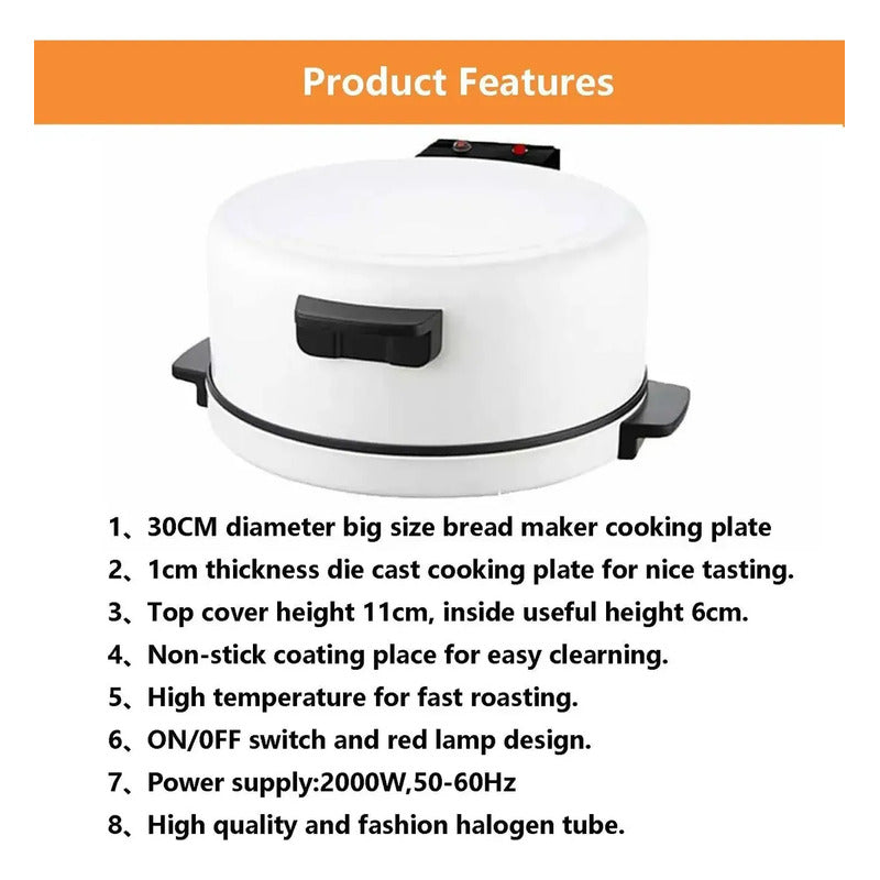 Sarten Horno Pizzero Antiadherente, Mini Pizza Gratinador Blanco 50/60hz