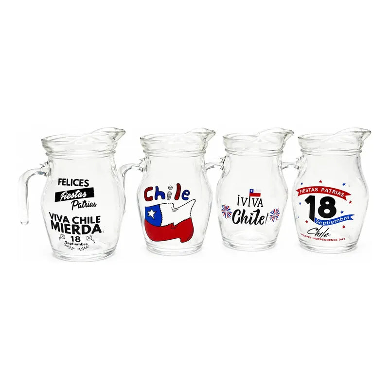Set 4 Vasos Lorito Viva Chile 500ml Terremoto Fiesta Patrias Agua