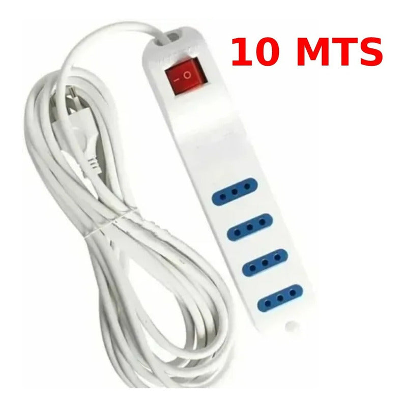Alargador 10 Metros Zapatilla Eléctrica Extensión Blanco