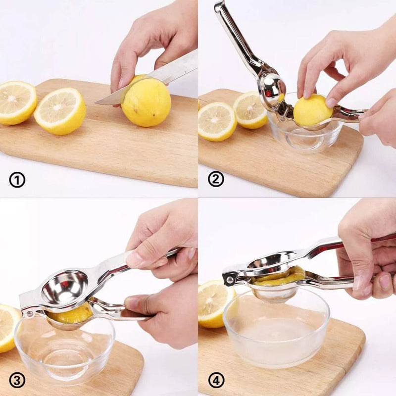 Exprimidor Saca Jugo Manual Metalico Frutas Naranja Plateado