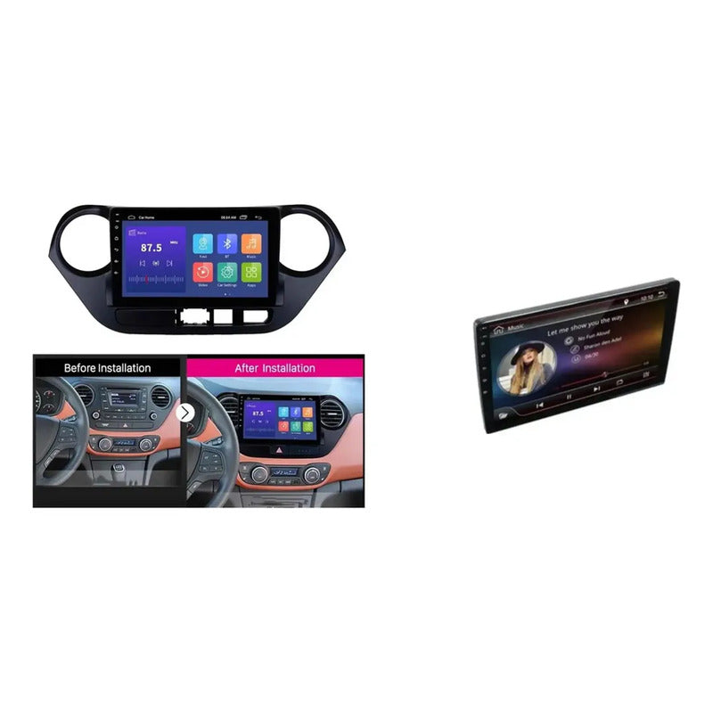 Kit Hyundai: Bisel Adaptador Pantalla I10 2014-2018 Radio 9pul Negro + Pantalla Táctil 9pul Gps/wifi