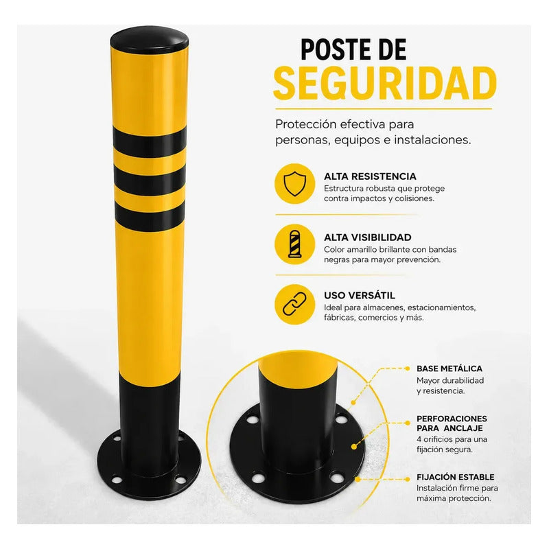 Bolardo Seguridad Poste Tubo Estacionamiento Banda Reflectiv Amarillo