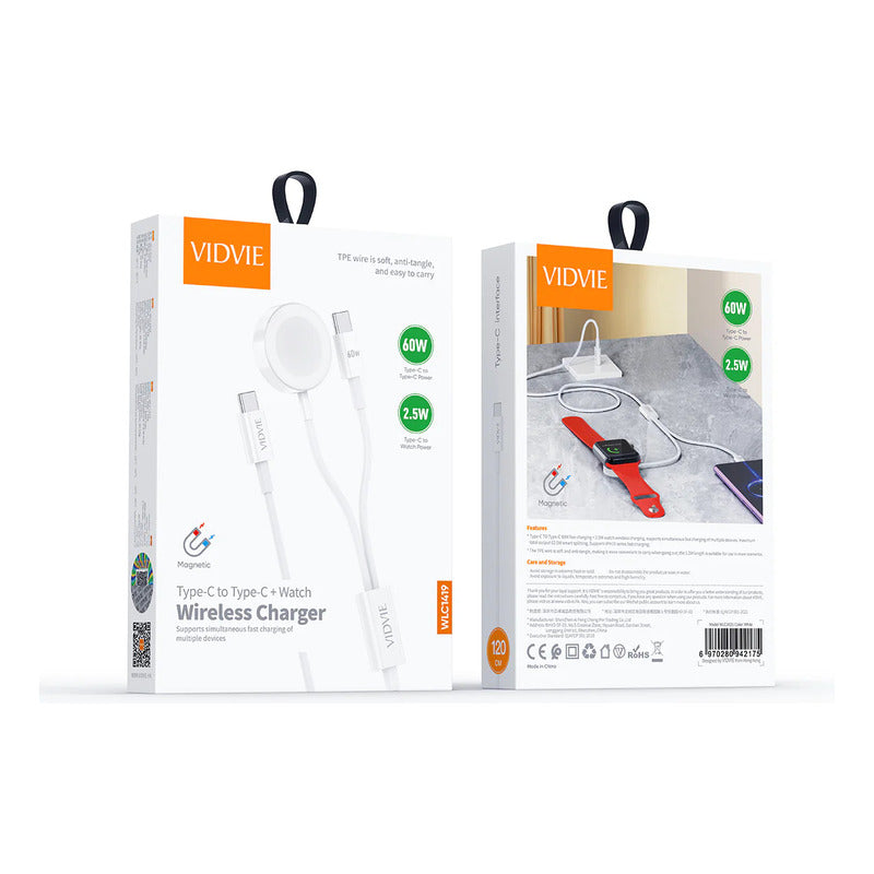 Cable Magnético Compatible Apple Watch 12345678 Se Se2 Ultra Blanco