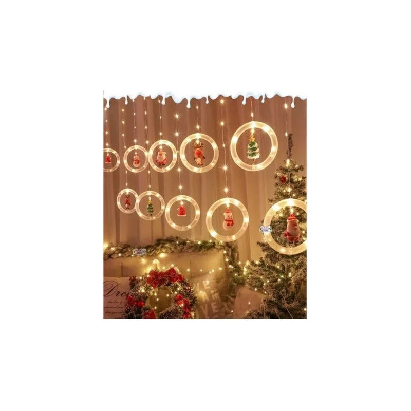 Cortina Guirnalda Led Aros Navidad Luz Decoración 3mts Usb