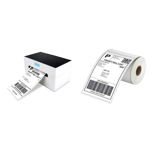 Kit Etiquetas: Impresora Etiquetas Autoadhesivas Blanco + Pack X3 Etiquetas Térmicas 100x150mm