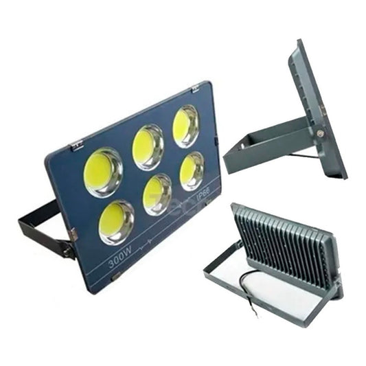 Foco 300w Led Exterior Resistente A La Lluvia Con Base Negro Blanco Frío