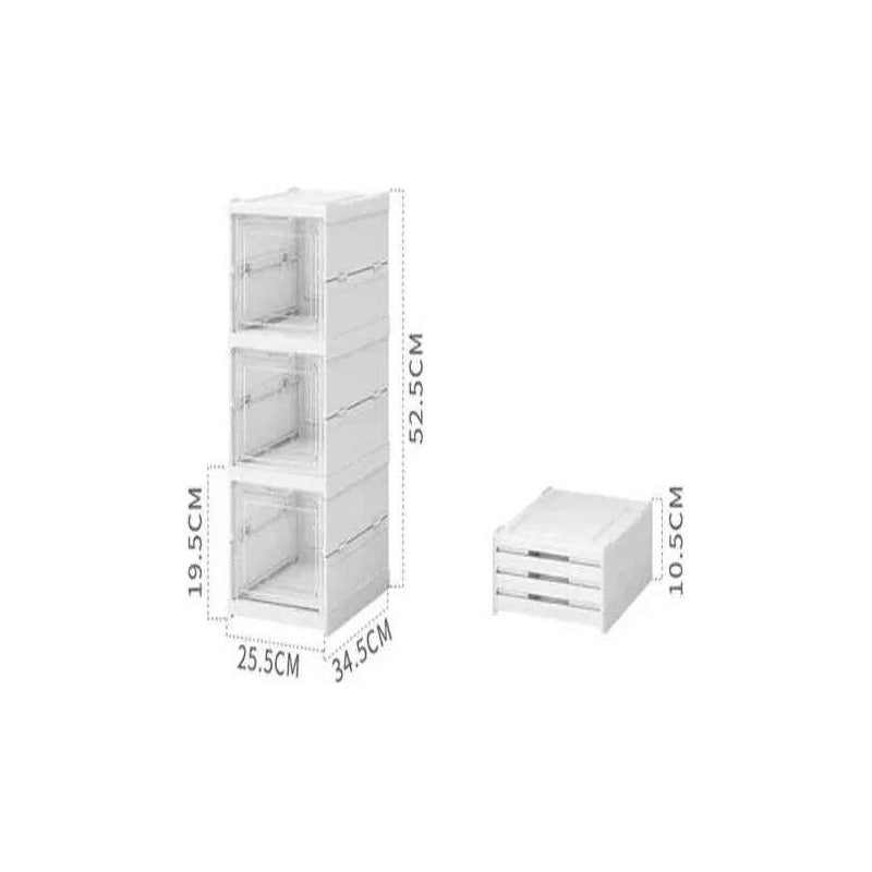 Pack X3 Caja Organizadora De Zapatos Transparente Resistente Blanco Lisa