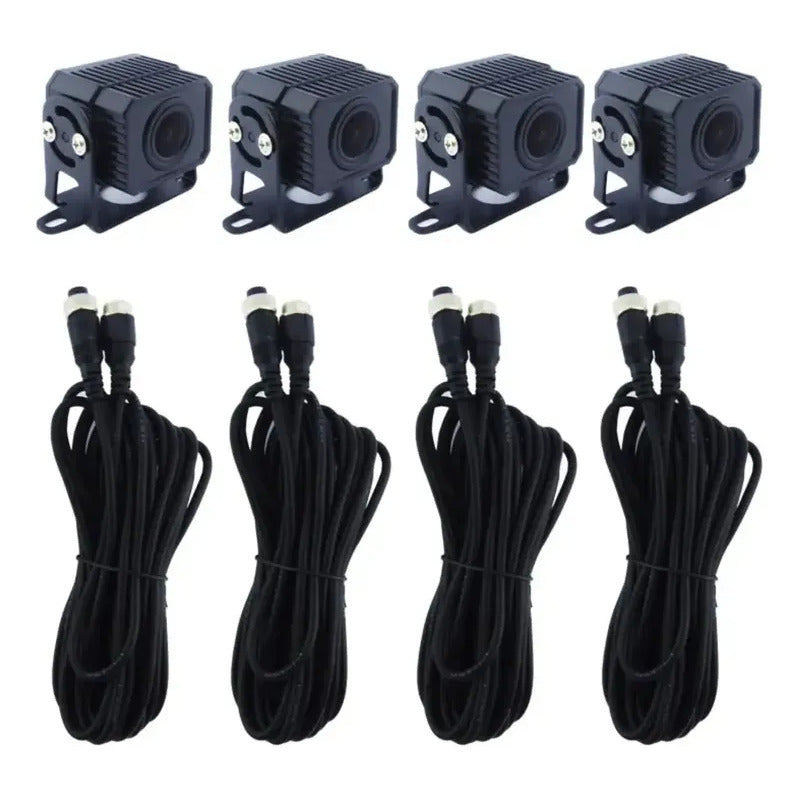 Kit 4 Cámaras De Seguridad Para Camión Dvr 7 Pulgadas Hd Negro