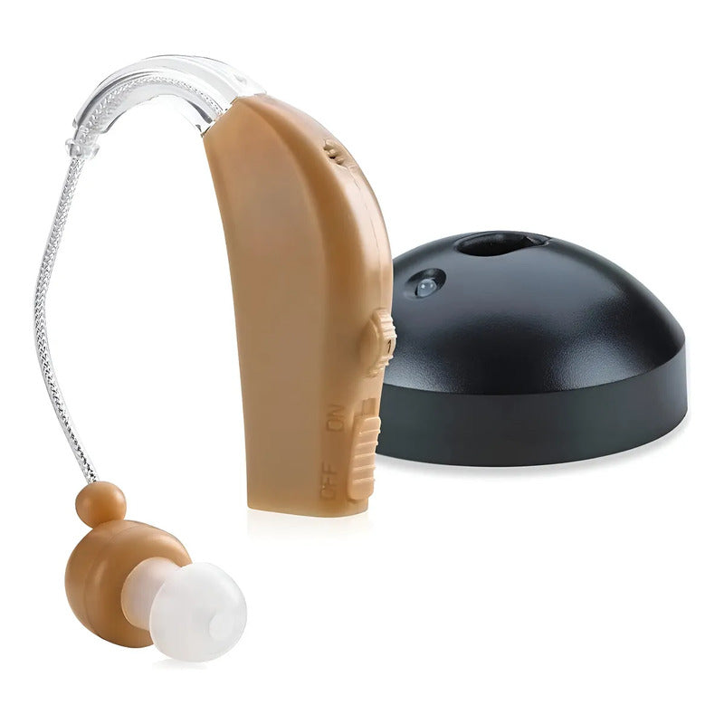 Audifono Amplificador Para Sordera Discapacidad Recargable Crema