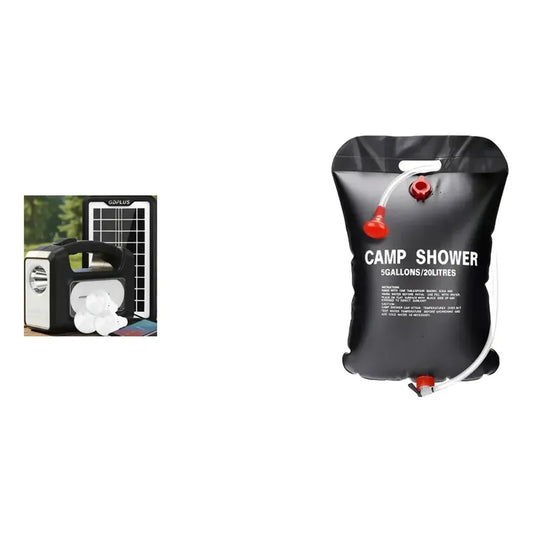 Kit Outdoor: Luz Emergencia Solar Usb + Ducha Portátil Solar 20l Compacta