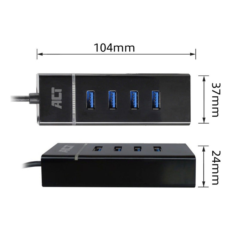 Hub 4 Multi Puerto Usb 2.0 Indicador Led - Datos Y Carga Negro