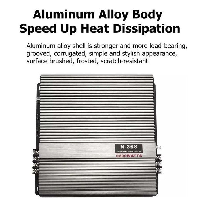 Amplificador Auto 2200w Estéreo Audio 2 Canales 12v Plata