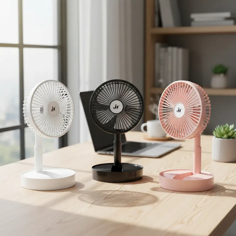 Ventilador De Mesa Escritorio Portatil Usb Silencioso Potent 20 Cm 5w Rosa Plástico 3