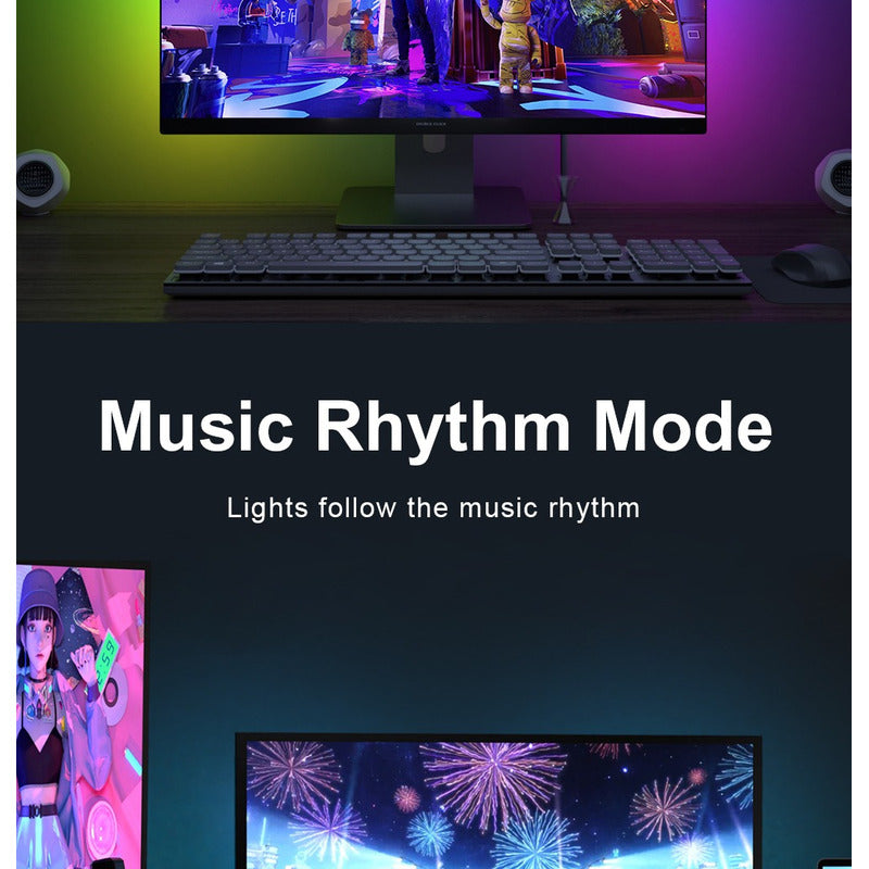 Cinta Led Para Pc Tv Inteligente Sincroniza Pantalla Musica Rgb