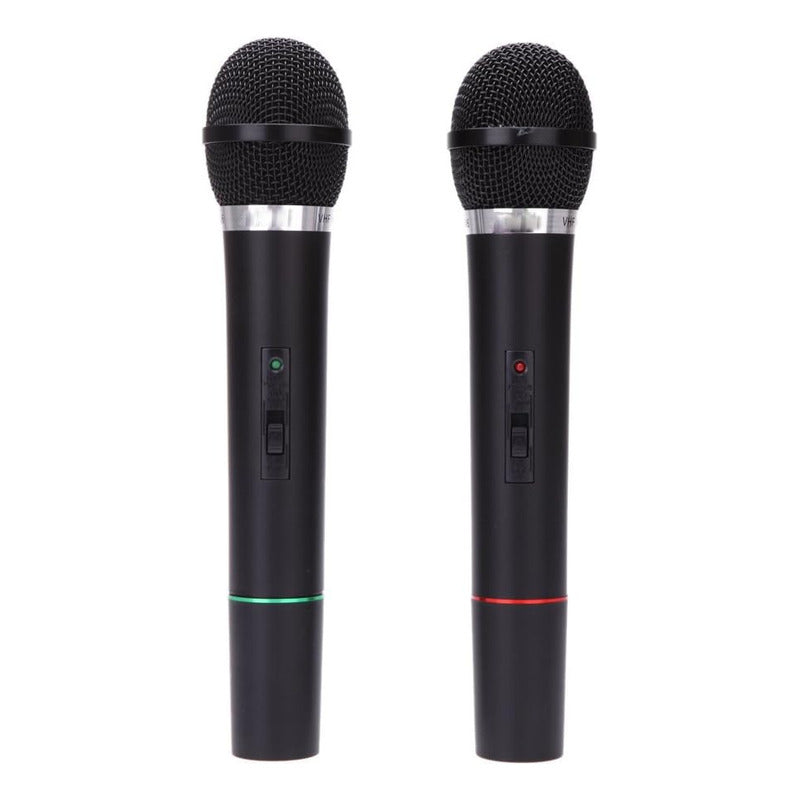 Kit 2 Micrófonos Inalámbricos Vhf Con Transmisor 10 Mts  Negro