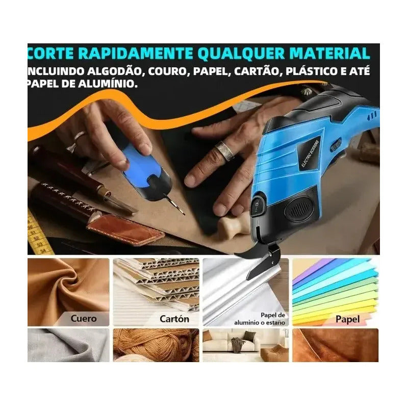 Tijera Eléctrica Para Corte Rápido Afilado Carton Material Azul
