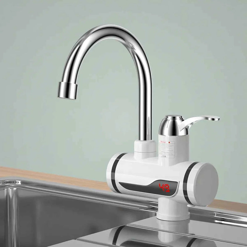 Llave Eléctrica Agua Caliente Grifo Lavadero Cocina Baño Blanco Toma Lateral