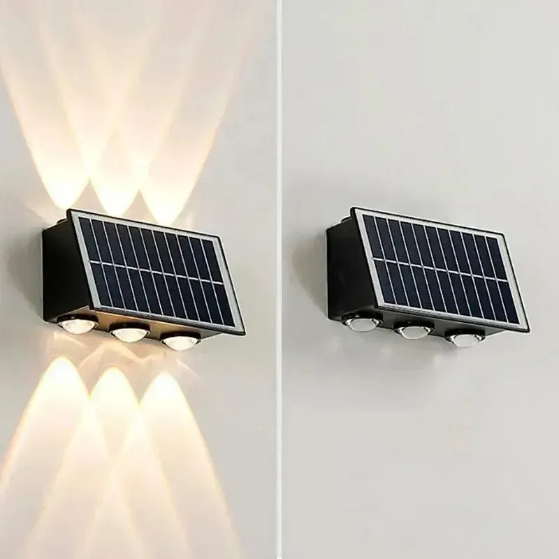 Aplique Solar Para Muro Diseño Moderno Luz Cálida Exterior Negro