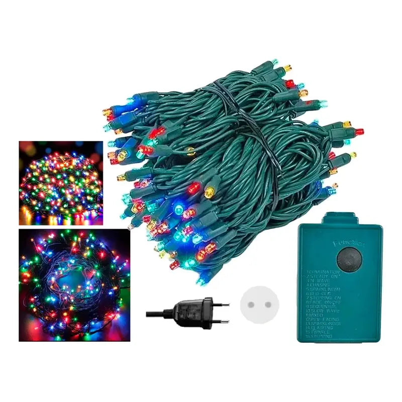 Kit Navidad: 2 Guirnaldas 100 Led Multicolor 10 M + 2 Guirnaldas Estrellas Led Solar Multicolor