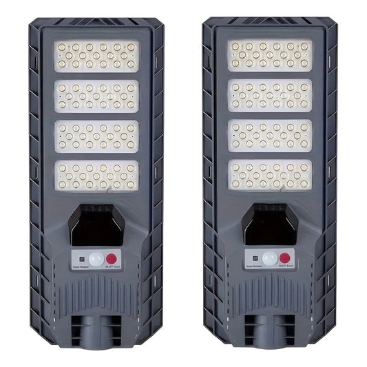 Pack 2 Foco Solar 400w Recargable Ip65 Sensor De Movimiento Negro Blanco Frío