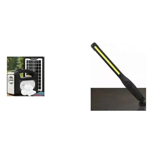 Kit Aventurero: Camping Solar Luz Emergencia Cargador Usb + Linterna Led Regulable Recargable
