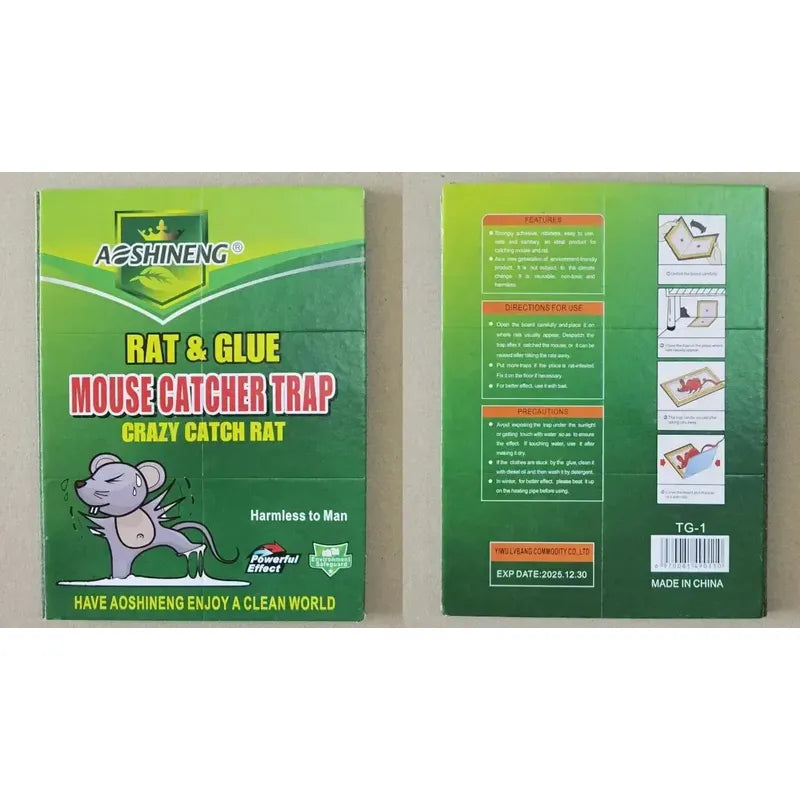 Trampa Para Ratones Pegajosa Adhesiva Pack X10 Atrapa Ratón Insectos Cucarachas Control De Plagas Pegamento Extra Fuerte Desechable Sin Veneno Uso Hogar Bodega Cocina Negocio Fácil Aplicación Facil