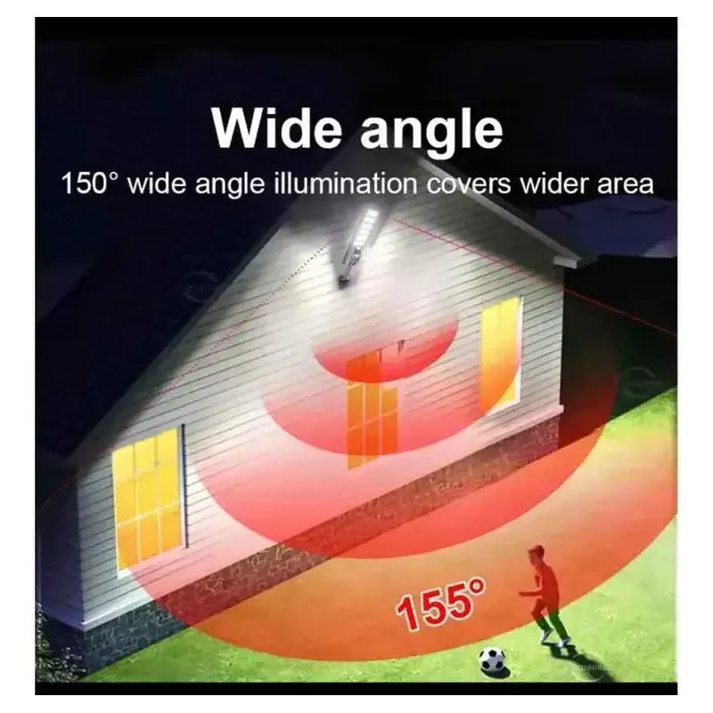 Foco Con Sensor 600w Carga Solar + Soporte Base Y Control Gris Oscuro Blanco Frío
