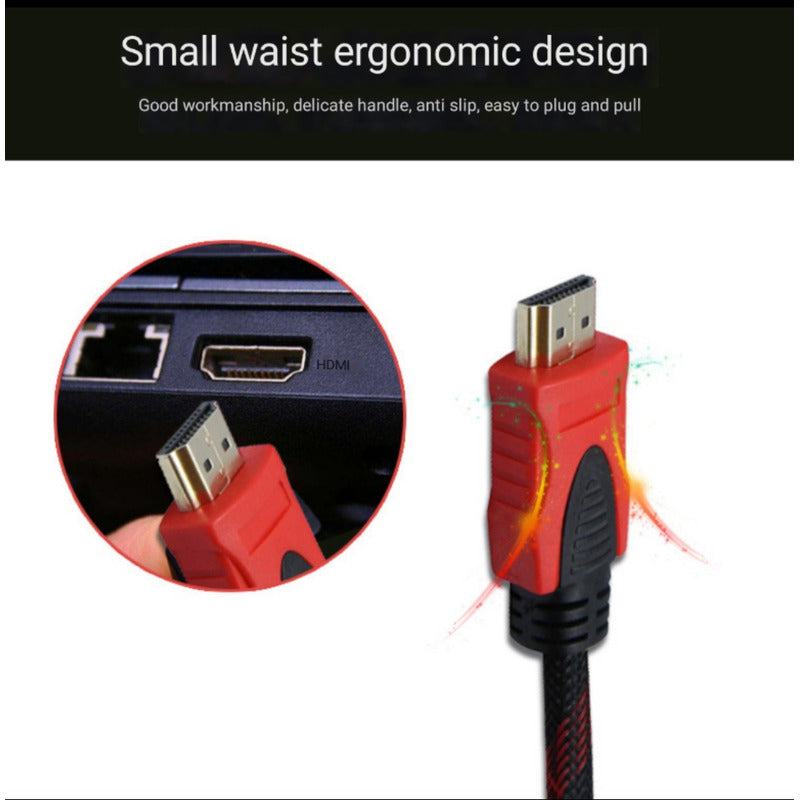 Cable Hdmi 10mts Full Hd Enmallado Pc Tv Largo