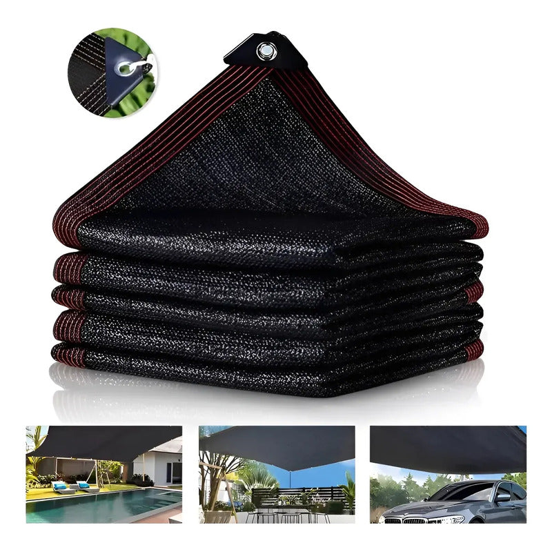 Toldo Vela Rectangular Malla  Beige Sombra Techo Patio Negra 3x4