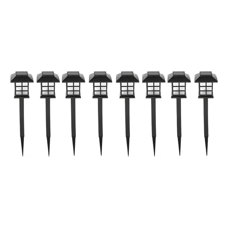 Kit Navidad Solar: Estaca Árbol Led Amarillo 85 Cm + 8 Luces Solares Jardín
