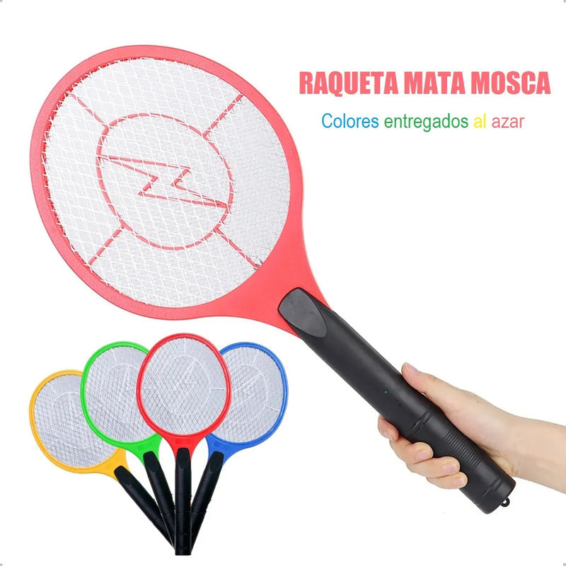 Mata Mosca Raqueta Electrica Recargable Insectos Mosquitos Amarillo