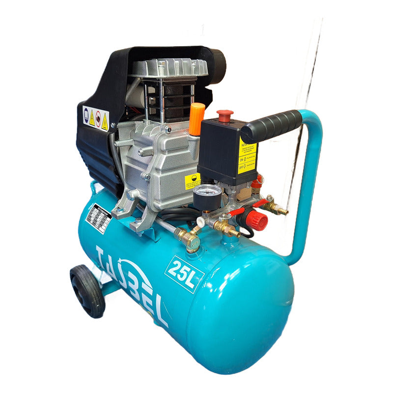 Compresor De Aire 25 Litros Con Acople Y Ruedas Turquesa 50 Monofásica