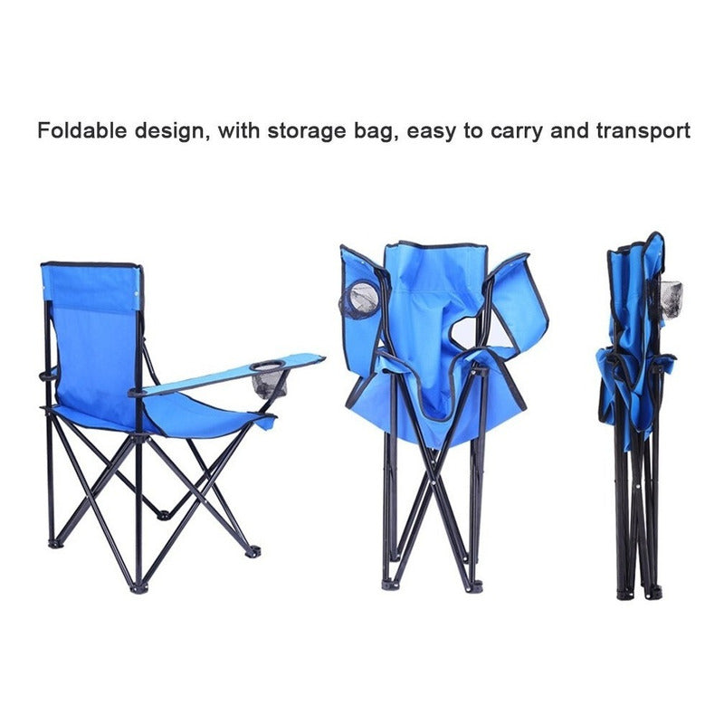 Silla Plegable Con Bolso Con Porta Vasos Resistente