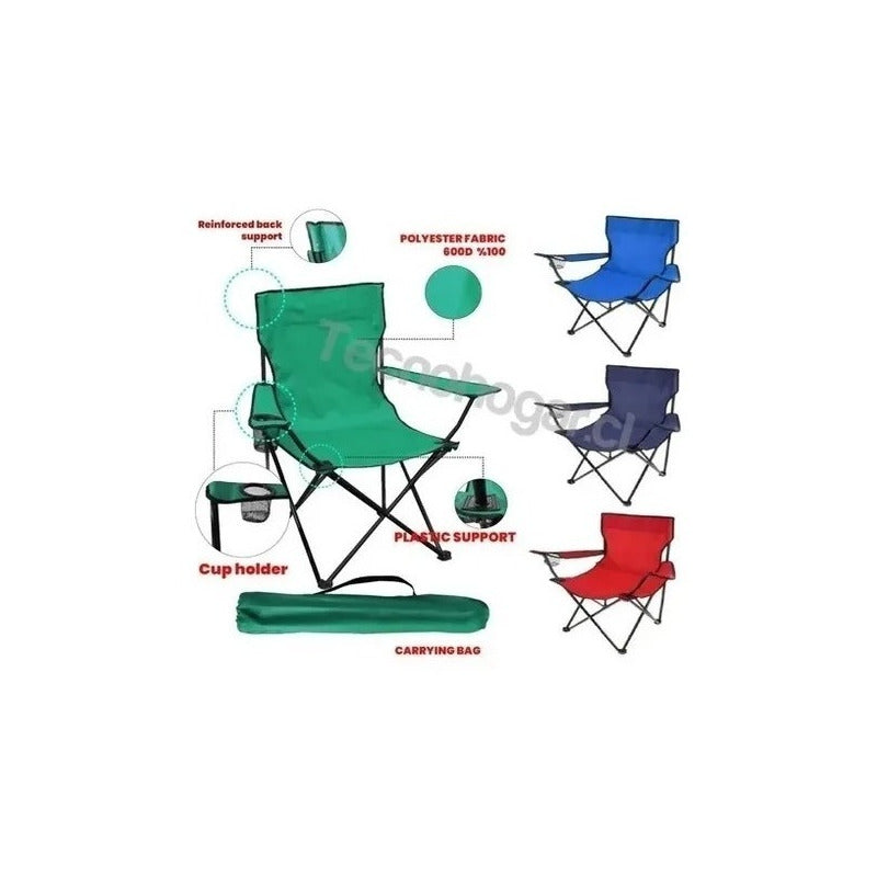 Silla Plegable Con Bolso Con Porta Vasos Resistente